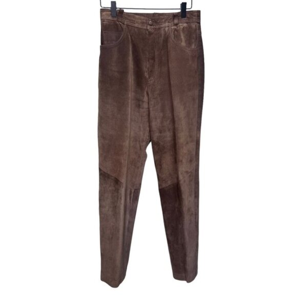 Danier Pants - Danier Brown Suede Leather Straight Leg Pants Size 8